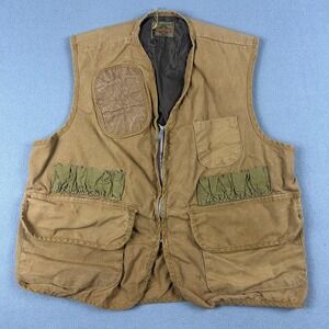 Vintage Saf-T-Bak Vest Mens Large Brown‎ Hunting Shooting Game Shell Loops 60s
